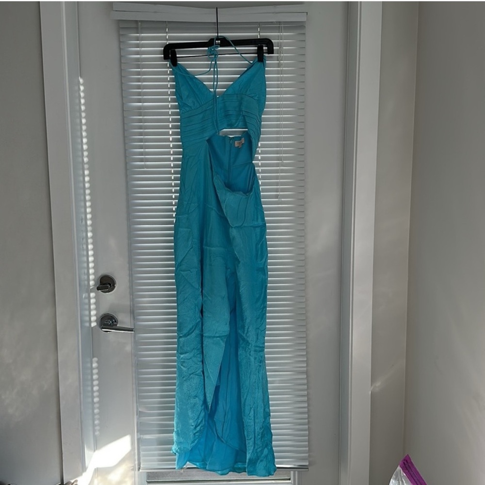 Camila Coelho Turquoise Midi Dress with Side Slit - Picture 6 of 10